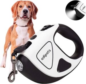 Edipets, Hundeleine, Ausziehbar 5M, mit LED-Taschenlampe, für Training und Spaziergänge, Rolleine, Kleine, Mittelgroße und Große Hunde (5 m)