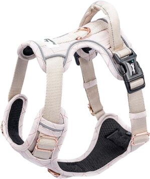 FREUDENTIER® Hundegeschirr mit atmungsaktiver Polsterung – Bombenfester Sitz – Anti Zieh Brustgeschirr für große, mittelgroße und kleine Hunde (M)