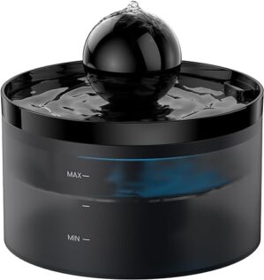 GOOSTOO Katzenbrunnen mit Kugelform, 2L Trinkbrunnen für Katze, Leise Katzenbrunnen für Katzen, Wasserstand Sichtbar, Mehrfachfiltration, Zwei Wasserabgabemodi, Lockt Haustiere…
