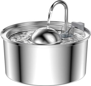 Katzenbrunnen, QIUOIO 3.2L Trinkbrunnen für Katze aus Rostfreiem Stahl, Superleiser Katzenbrunnen für Katzen, Form des Wasserhahns, Multi-Filtrations, Geeignet für Katzen,…