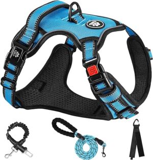 NESTROAD Hundegeschirr Große Hunde Leine Geschirrset Blau, Größe L für Hunde Grosse mit Halsumfang 38~48CM Brustumfang 48~74CM, enthalten Brustgeschirre Hundeleine und Hunde…