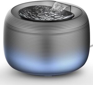 Nigecue 2,5L Katzenbrunnen, Ultraleise Haustierbrunnen Trinkbrunnen für Katze und Hunde, Eingebautes LED Licht, BPA-frei Katzentrinkbrunnen Wasserspender, Anti-Trockenbrand-System