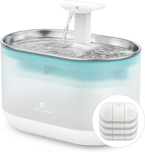 PETLIBRO Trinkbrunnen für Katze Ultraleise, 2,1L Capsule Katzenbrunnen Edelstahl für Katzen, Zwei Durchflussmodi, Sichtbarer Wasserstand, BPA-freier Wasserbrunnen für Katzen und…