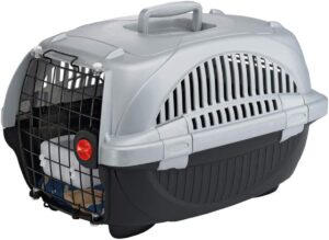 Ferplast Transportbox für Haustiere Hundebox für kleine Hunde und Katzen Atlas Deluxe 10, Transportbox für Haustiere, Lüftungsgitter, 34 x 50,7 x 30 cm, schwarz