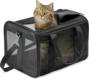 HITSLAM hundebox Faltbar Hundetransportbox Katzentransportbox Katzenbox Transportbox katzentasche für Hund, Katzen, Airline Zugelassen, Reisefreundliche Transporttasche (M)