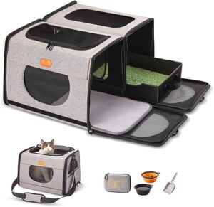 katzenbox transportbox groß, transportbox Katze Reise Transport für Katzen, faltbar Katzen transportboxen, cat carrier Eine für Katzenklo und weichen Katzenkäfig 2-in-1...