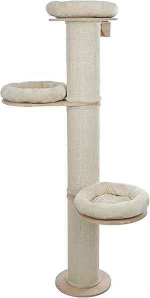 Kerbl Pet Pet Kratzbaum Dolomit Tower für Katzen, 187 cm Höhe, Beige, 3x Liegefläche, 3x Sisalsäule zum Kratzen, Inkl. Wandhalterung, Bis 10 kg