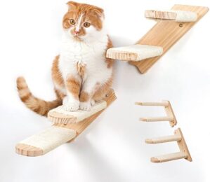 Kletterwand Katzen,NATUYA Katzentreppe Wand,Klettern Katzenleiter Katzen Möbel Innen Kletterwand,für Katze Klettern Spielen Faulenzen Wandliege Katzen,aus Massives Gummiholz,für...