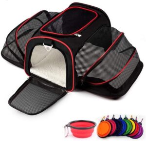 La Gracery Sac Transport Extensible Pour Animaux de Compagnie Pour Petits Chiens, Chats - Extension Pour Deux Côtés Rabattable Pour Sac de Voyage Pour Avion de Train Voiture...
