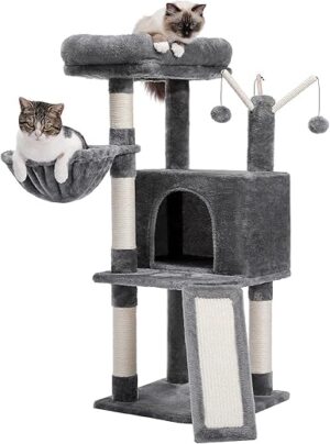 Purplerain Katzenbaum, mehrstufiger Katzenturm für Hauskatzen, Katzenkletterbaum-Condo mit Sisal überzogenen Kratzpfosten, tiefer Hängematte und interaktivem Katzenspielzeug,...