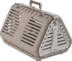 Rotho MyPet Toby Faltbare Transportbox für Katzen, kleine Hunde und Kleintiere, Kunststoff (PP) BPA-frei, beige/weiss, (53.4 x 42.5 x 12.4 cm)