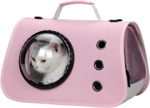 Transportbox Katze,40x25x25cm Katzentransportbox,Katzen Transportboxen,Katzenkorb Transport,Hunderucksack,Katzenrucksack,Katzentransporttasche,Hundetasche für Kleine Hunde (Rosa)