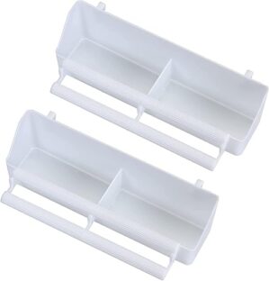 Voarge 2 Stück Futternapf Vogel Vogelfutterspender zum Aufhängen Vogelfutter Spender Wassernapf, Lange Wasser Platz Getränkehalter Futternapf Käfig Zubehör Für Vögel Papageien Weiß