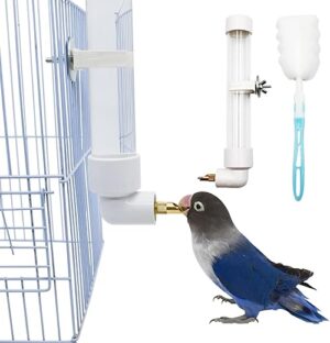 Vogel-Wasserspender, 1 x automatischer Papageien-Wasserspender mit Reinigungsbürste, Vogelkäfig-Zubehör, Vogeltränke, Schüssel für Papageien, Wellensittiche, Nymphensittiche,...