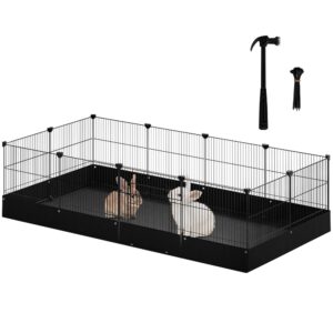 EUGAD Freigehege für Kaninchen, Freilaufgehege mit Unterlage, DIY-Kleintiergehege, Meerschweinchen Gehege, Metall Welpenauslauf mit Tür, Kleintierkäfig für Hasen Hamster,...