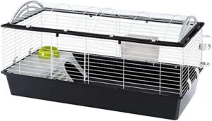 FERPLAST Nagetierkäfig CASITA 120 für Kaninchen, Meerschweinchen, Meerschweinchen, aus Metall, inklusive Zubehör: Futterkrippe, Trinkflasche, Napf, Haus, Leiter. 119x58xh60cm